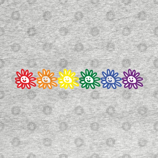 Pride Rainbow Color Daisy Smiley Faces by ellenhenryart